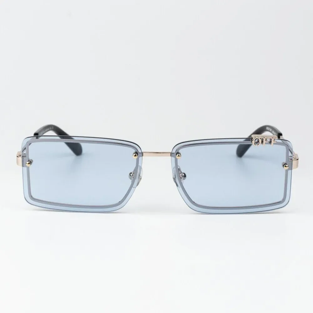 SALE!!! Off-White TAMPA Men Sunglasses Gold Blue Rectangular OERI13N TAMPA 7640